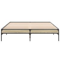 Bedframe bewerkt hout metaal sonoma eikenkleurig 160x200 cm - thumbnail
