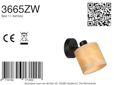 Steinhauer WandlampBambus zwart met bamboe enkel - 3665ZW