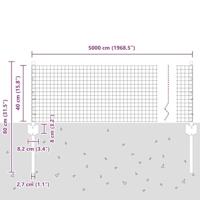 VidaXL Hek met paal zilver 0,4 x 50 m staal - thumbnail
