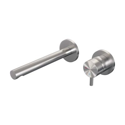Inbouw Wastafelmengkraan Brauer Brushed Edition Coldstart Rechte Uitloop Korte Ronde Hendel Rechts Geborsteld RVS PVD Met Rozetten Brauer