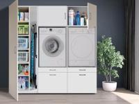 Kast WASHING 2 machines naast elkaar met kast 1 deur LARGE wit - thumbnail