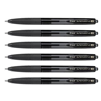 Pilot Supergrip G Balpen, intrekbaar, extra grote punt, zwart, 6 stuks