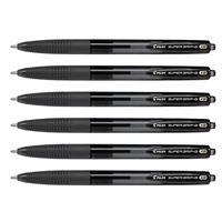 Pilot Supergrip G Balpen, intrekbaar, extra grote punt, zwart, 6 stuks - thumbnail