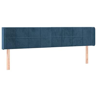 Hoofdbord met randen 163x16x78/88 cm fluweel donkerblauw