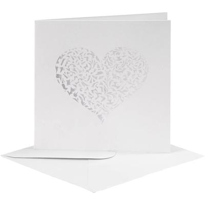 Creativ Company Kaart met envelop, afmeting kaart 13,5x13,5 cm, afmeting envelop 14,5x14,5 cm, 240+110 gr, wit, 5 set/ 1 doos Creativ Company Kaart met envelop, afmeting kaart 13,5x13,5 cm, afmeting envelop 14,5x14,5 cm, 240+110 gr, wit, 5 set/ 1 doos