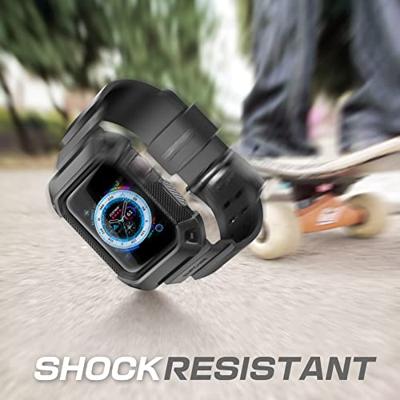 SUPCASE [Unicorn Beetle Pro] Ontworpen voor Apple Watch Series 7/6/SE/5/4 [45/44mm], robuuste beschermhoes met bandjes (zwart)