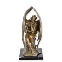 BRONZEN BEELD VAN PEINZENDE SATAN - thumbnail