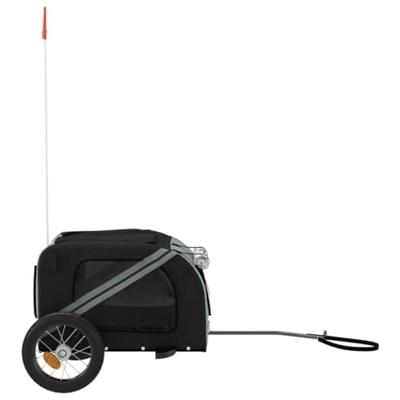 Hondenfietstrailer oxford stof en ijzer grijs en zwart - thumbnail