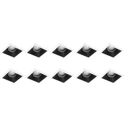 Spot Armatuur 10 Pack - Pragmi Zano Pro - GU10 Inbouwspot - Vierkant - Zwart/Wit - Aluminium - Kantelbaar - 93mm