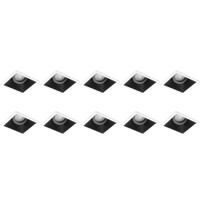 Spot Armatuur 10 Pack - Pragmi Zano Pro - GU10 Inbouwspot - Vierkant - Zwart/Wit - Aluminium - Kantelbaar - 93mm - thumbnail