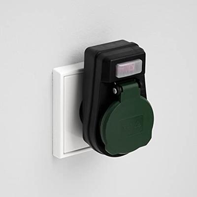 REV 0020190502 Tussenstekker Met schakelaar aan het apparaat 1-polig Zwart, Groen