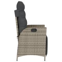 Tuinstoel verstelbaar met voetensteun poly rattan grijs - thumbnail