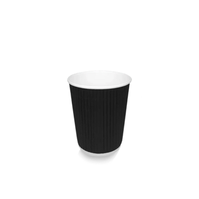 Kartonnen koffiebeker 230cc 8oz Ripple Zwart