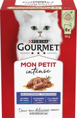 Gourmet Mon Petit Intense met tonijn, zalm en forel natvoer kat 8 x (6 x 50 g)