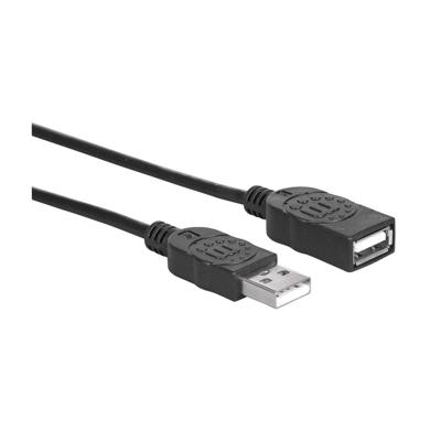 Manhattan USB-kabel USB 2.0 USB-A stekker, USB-A bus 1.80 m Zwart Vergulde steekcontacten, UL gecertificeerd 338653-CG