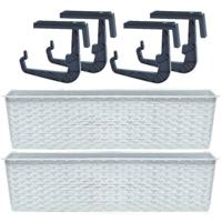 2x Witte Balkon Reling Bakken/bloempotten 6,3 Liter - Plantenbakken - thumbnail