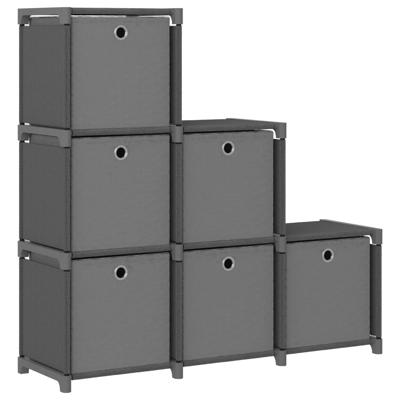 VidaXL Kast met 6 vakken met boxen 103x30x72,5 cm stof grijs VidaXL Kast met 6 vakken met boxen 103x30x72,5 cm stof grijs