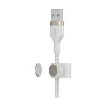 Belkin BoostCharge Pro Flex gevlochten USB Type A/Lightning-kabel (1 m), MFi-gecertificeerde laadkabel voor iPhone 14/14 Plus, 13, 12, Pro, Max, mini, SE, iPad en meer – Wit - thumbnail