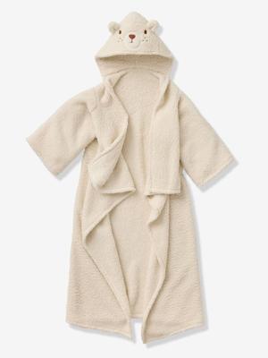 Plaid met mouwen en capuchon Beer ecru