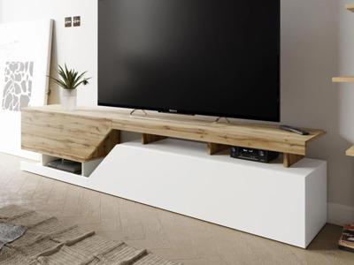 Tv-meubel CESAR 2 deuren 200 cm wit/wotan eik