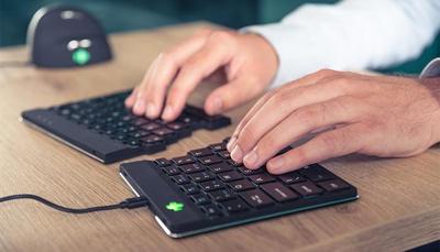 R-GO Tools Split Toetsenbord USB QWERTY, Engels Zwart Flexibel, Ergonomisch