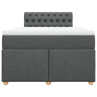 Boxspring met matras stof donkergrijs 140x190 cm
