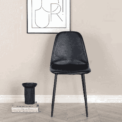 Nohr Eetkamerstoel 'Austina' Lederlook, kleur Zwart Nohr Eetkamerstoel 'Austina' Lederlook, kleur Zwart