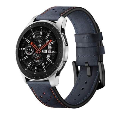 Voor het toepassen van Samsung Galaxy Watch actieve 20mm lederen oogje sport strap (donkerblauw)