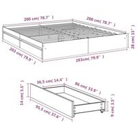 Bedframe met lades bewerkt hout betongrijs 200x200 cm - thumbnail