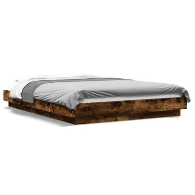 Bedframe bewerkt hout gerookt eikenkleurig 140x190 cm - thumbnail