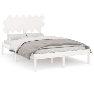Bedframe massief hout wit 140x190 cm - thumbnail