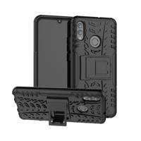 Moe van textuur TPU + PC schokbestendige behuizing voor Huawei Honor 10 Lite / P Smart (2019) met Holder(Black) - thumbnail