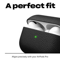 KeyBudz Artisan Leren beschermhoes voor Apple AirPods Pro Case, etui, leren tas echt leer, hoofdtelefoon oortelefoon accessoires, zwart - thumbnail