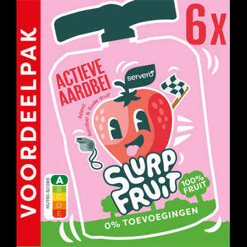 Servero Slurpfruit Actieve Aardbei Appel, Aardbei & Rode Druif Voordeelpak 6 x 90 g bij Jumbo