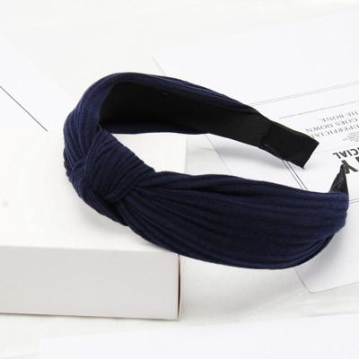 Zachte geknoopte hoofdband Hairband Lady Bow haar hoepel haaraccessoires (marineblauw)