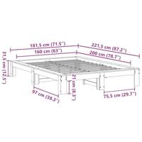 Bedframe zonder matras massief grenenhout wasbruin 160x200 cm - thumbnail