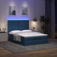 Ottoman bed met matras en LED's 140x190cm stof blauw - thumbnail
