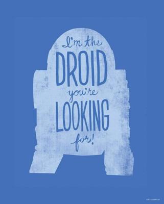 Kunstdruk Star Wars - Silhouette Quotes R2D2 40x50cm