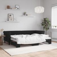 Slaapbank met onderschuifbed 80x200 cm fluweel zwart - thumbnail