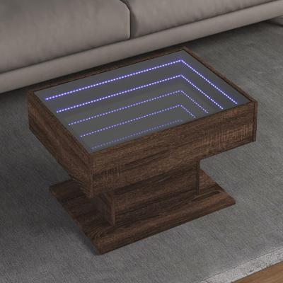 Salontafel met LED 70x50x45 cm bewerkt hout bruin eikenkleurig Salontafel met LED 70x50x45 cm bewerkt hout bruin eikenkleurig