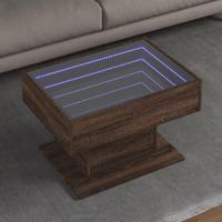 Salontafel met LED 70x50x45 cm bewerkt hout bruin eikenkleurig - thumbnail