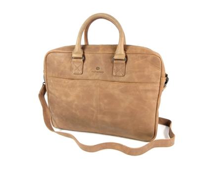 MALMÖ 1 vaks 17 inch laptop schoudertas bruin MALMÖ 1 vaks 17 inch laptop schoudertas bruin