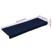 VidaXL Trapmatten zelfklevend 15 stuks 65x21x4 cm marineblauw met rechthoekige rand - thumbnail