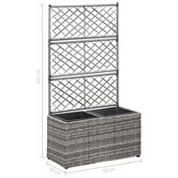 VidaXL Latwerkplantenbak verhoogd met potten 58x30x107 cm rattan grijs - thumbnail