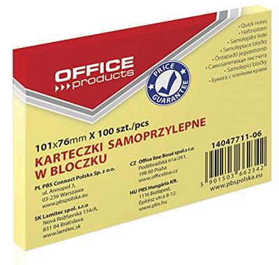 OFFICE products memoblok, 76 x 101 mm, 100 vel, geel