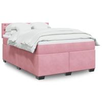 Boxspring met matras fluweel roze 160x200 cm - thumbnail