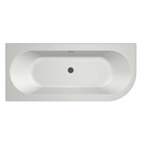 Half-vrijstaand bad Xenz Charley | 180x80 cm | Links | Incl.Badafvoer-Zwart mat | Sleuf overloop | Acryl | Mat wit-Zwart mat - thumbnail