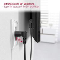 Hama Euro-netsnoer Aan Beide Kanten In Hoek 5 M Zwart - thumbnail