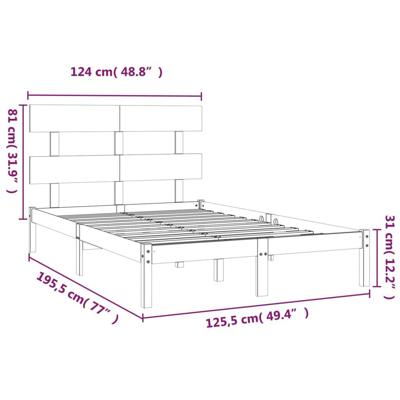 Bedframe massief hout wit 120x190 cm Bedframe massief hout wit 120x190 cm