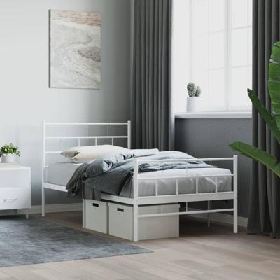 Bedframe met hoofd- en voeteneinde metaal wit 100x190 cm